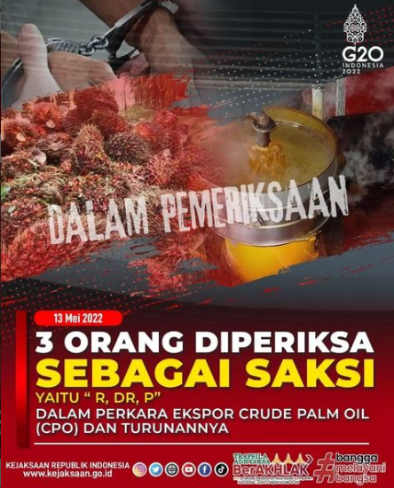 Jaksa Penyidik pada Direktorat JAM PIDSUS Terkait Pemberian Fasilitas Ekspor Crude Palm Oil (CPO)